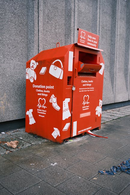 An overflowing green waste disposal bin filled with a mixture of cardboard boxes, some flattened and others partially intact, as well as white packaging materials, situated on a city street. The cardboard and packaging items vary in size, shape, and color, with mainly brown tones and some white and printed surfaces. Behind the bin, a large green waste collection vehicle with visible orange and white hazard markings is partially seen, indicating active waste collection or transfer. To the right of the bin, there are wooden pallet pieces leaning against it, possibly for furniture or storage use. The background features urban elements, including a tree with green foliage, a blurred building facade, and other street furniture, suggesting an urban environment where commercial or residential rubbish clearance activities, such as those provided by Rubbish Clearance Kingston, may occur. The scene is lit with natural daylight, highlighting the textures of cardboard, wood, and metal, emphasizing the context of private waste handling or alternative rubbish collection methods.